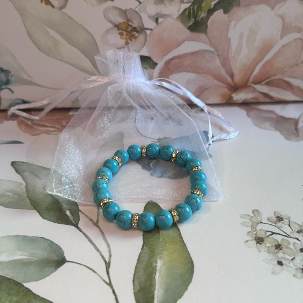 Turquoise Beaded Bracelet with Silver Accents